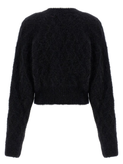 ROTATE BIRGER CHRISTENSEN Black Alpaca Leather Cardigan