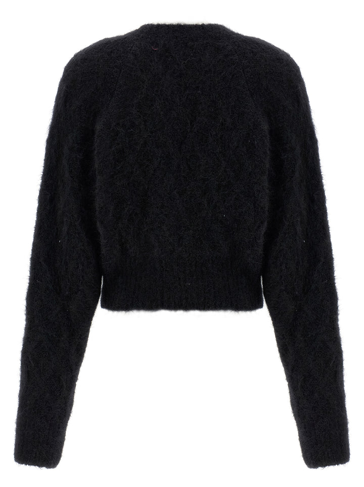 ROTATE BIRGER CHRISTENSEN Black Alpaca Leather Cardigan