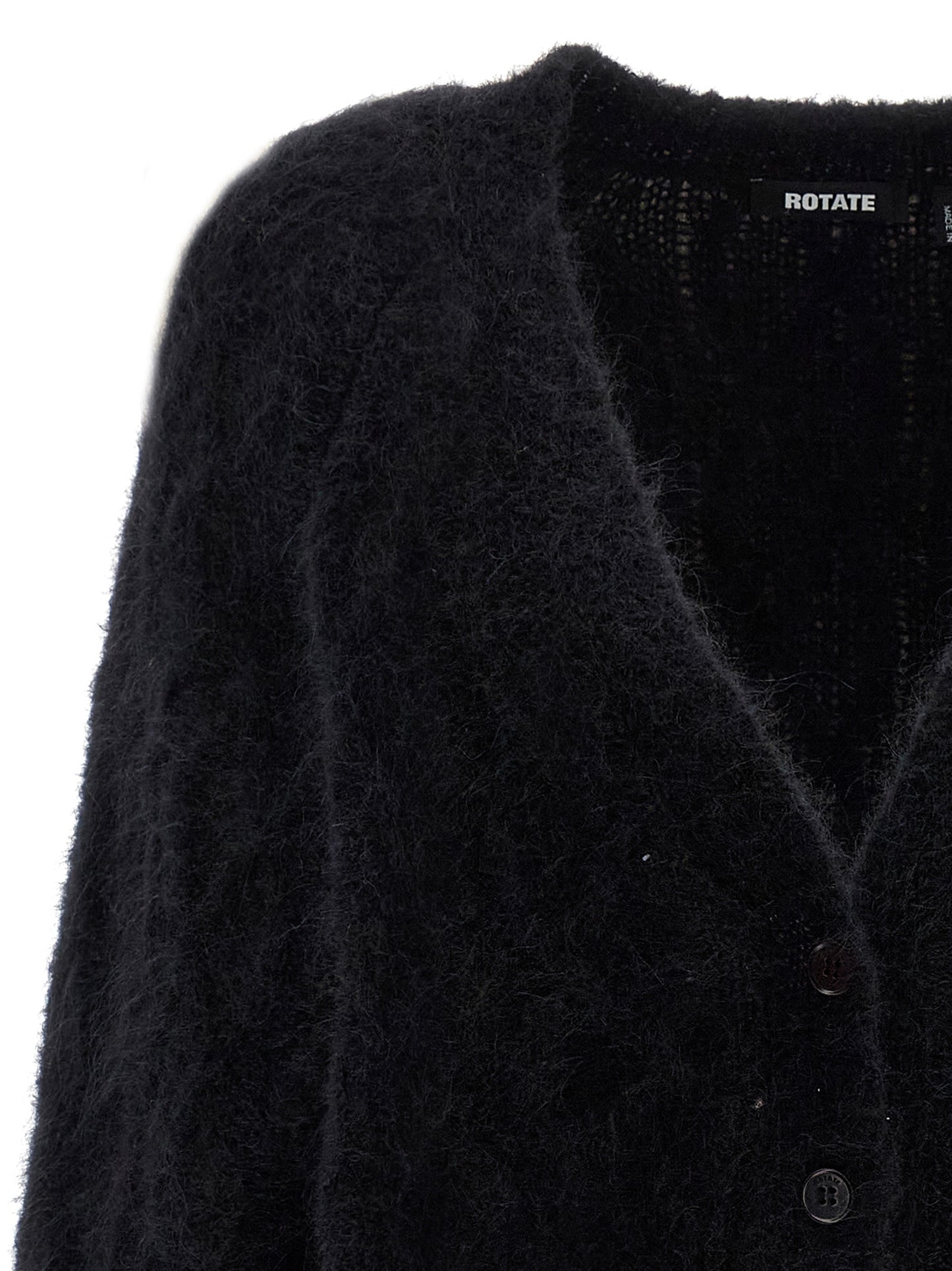 ROTATE BIRGER CHRISTENSEN Black Alpaca Leather Cardigan