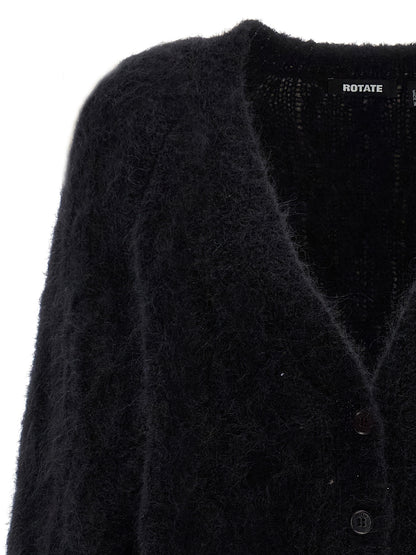 ROTATE BIRGER CHRISTENSEN Black Alpaca Leather Cardigan