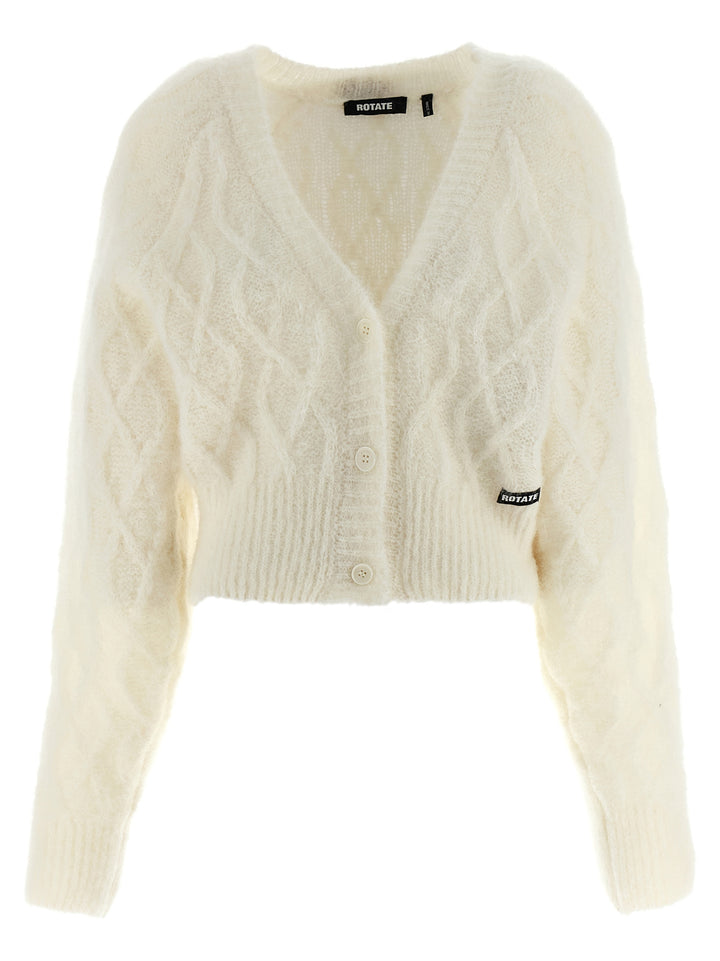 ROTATE BIRGER CHRISTENSEN White Alpaca Leather Cardigan