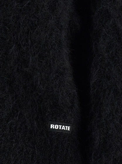ROTATE BIRGER CHRISTENSEN Black Alpaca Leather Cardigan