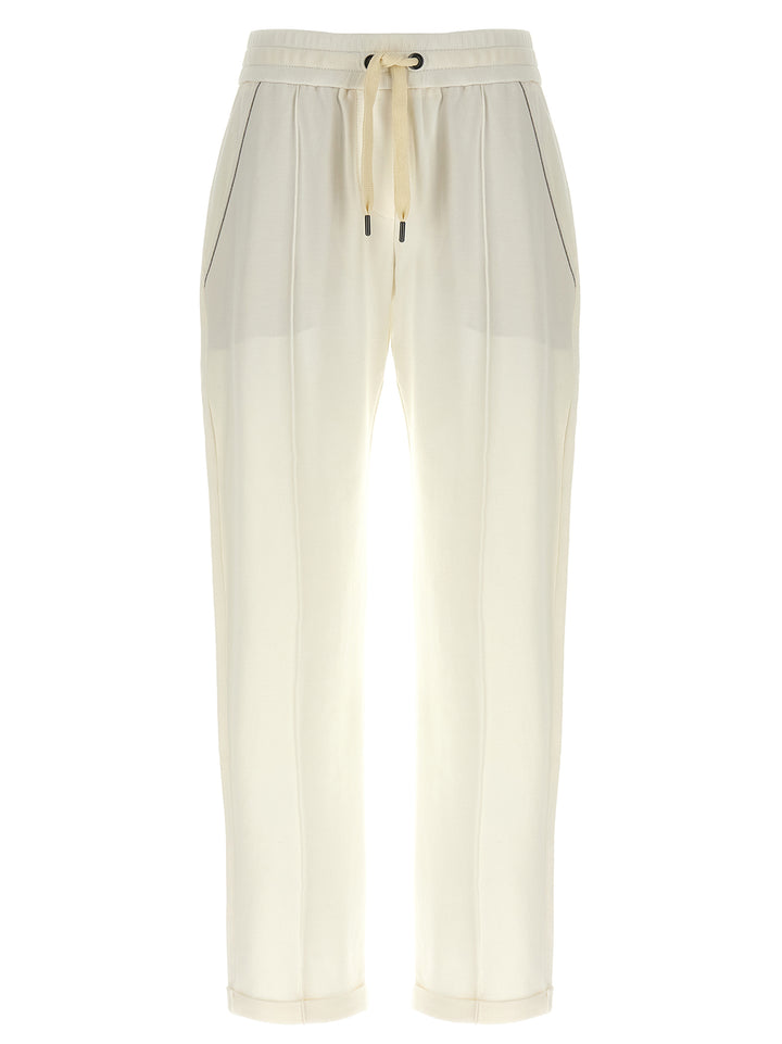 Brunello Cucinelli White Cotton Joggers (Workout Pants)