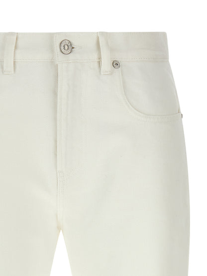 Victoria Beckham White Cotton High-Waisted Jean