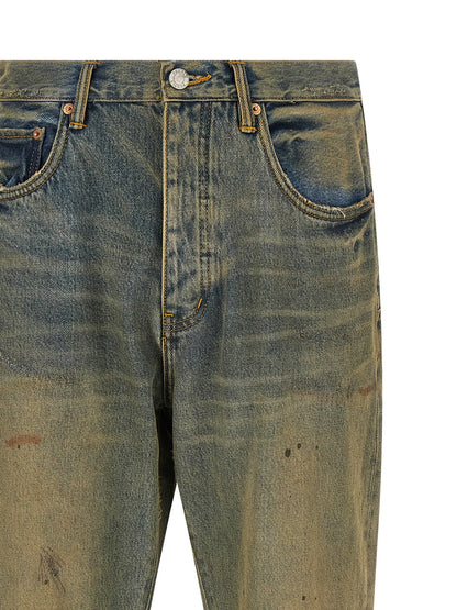PURPLE Bicolor Cotton Straight-Leg Jeans