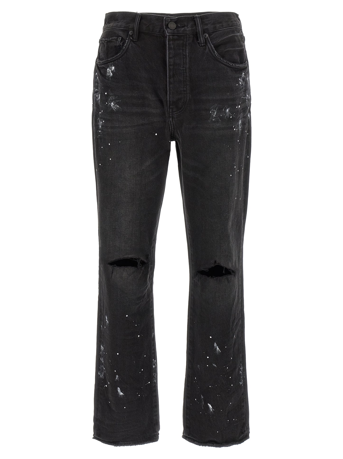 PURPLE Black Cotton Straight-Leg Jeans