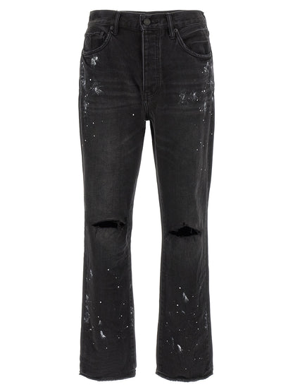 PURPLE Black Cotton Straight-Leg Jeans