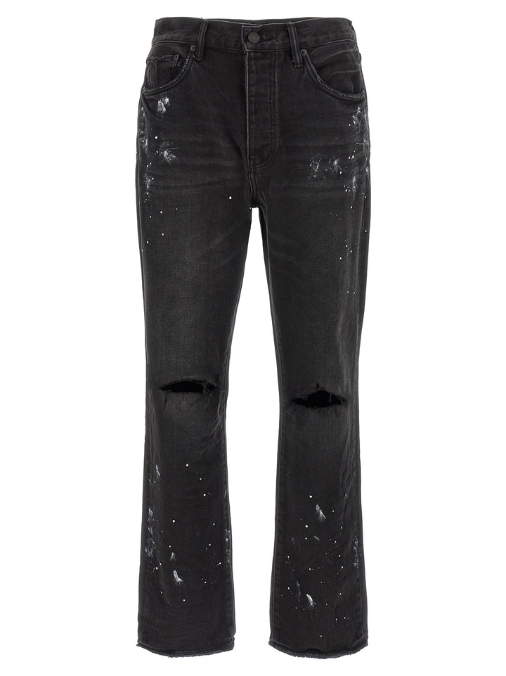 PURPLE Black Cotton Straight-Leg Jeans
