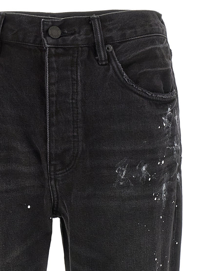 PURPLE Black Cotton Straight-Leg Jeans