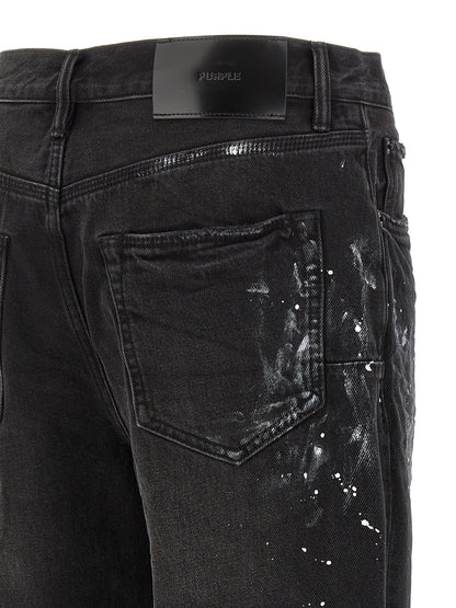 PURPLE Black Cotton Straight-Leg Jeans