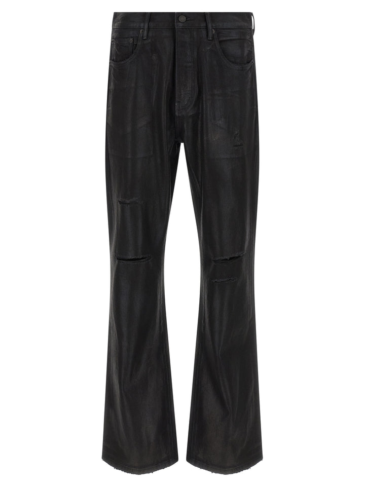 PURPLE Black Cotton Flared Jeans