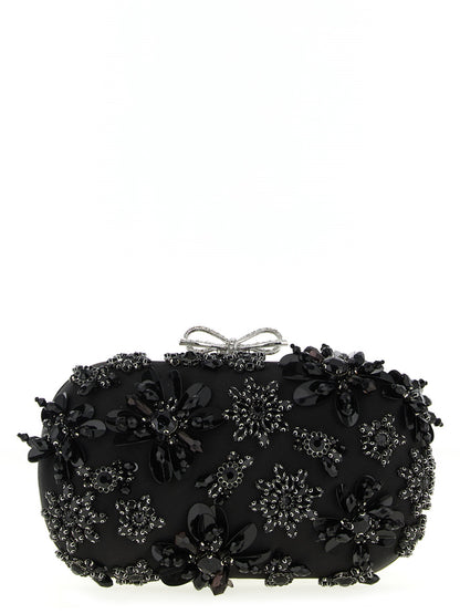 Self-Portrait Black Polyester Clutch Bag