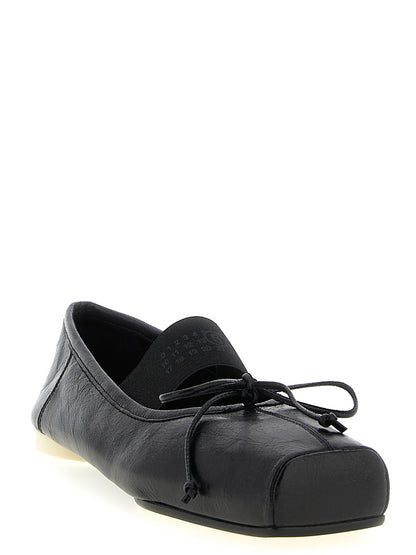 MM6 Maison Margiela Black Calfskin Ballet Flats
