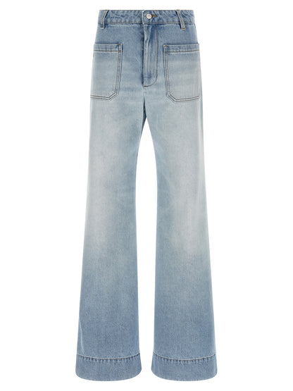 Victoria Beckham Blue Cotton Flared Jeans