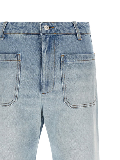 Victoria Beckham Blue Cotton Flared Jeans
