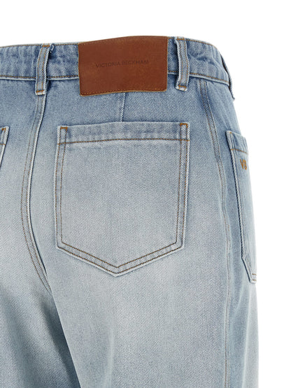 Victoria Beckham Blue Cotton Flared Jeans