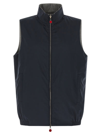 Kiton Blue Cotton Sleeveless Jacket