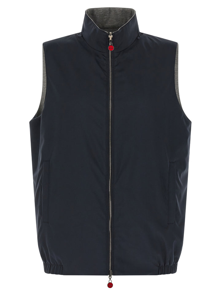 Kiton Blue Cotton Sleeveless Jacket
