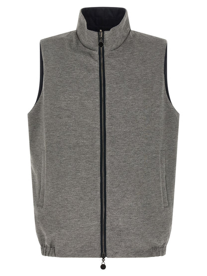 Kiton Blue Cotton Sleeveless Jacket