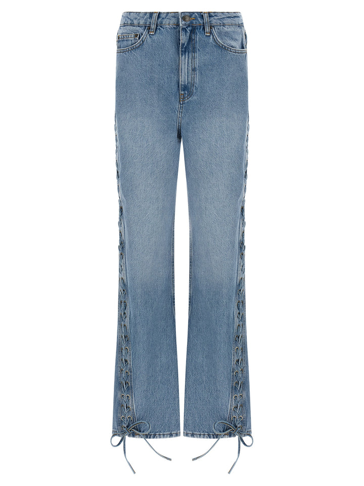 ROTATE BIRGER CHRISTENSEN Blue Cotton Straight-Leg Jeans