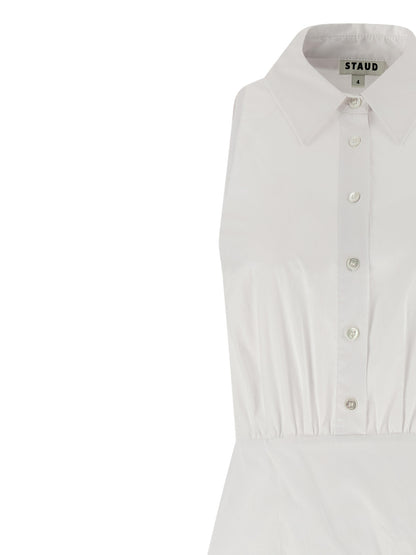 Staud White Cotton Midi Dress