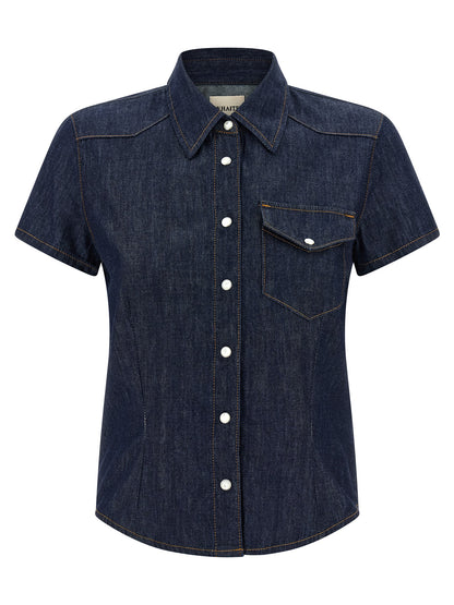 Khaite Blue Cotton Blouse