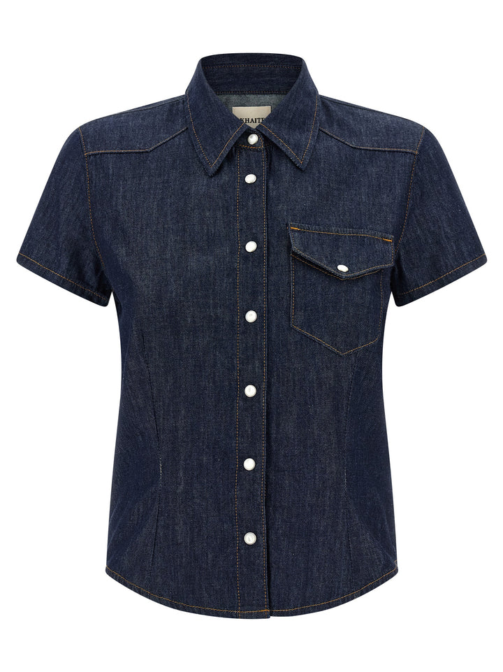 Khaite Blue Cotton Blouse