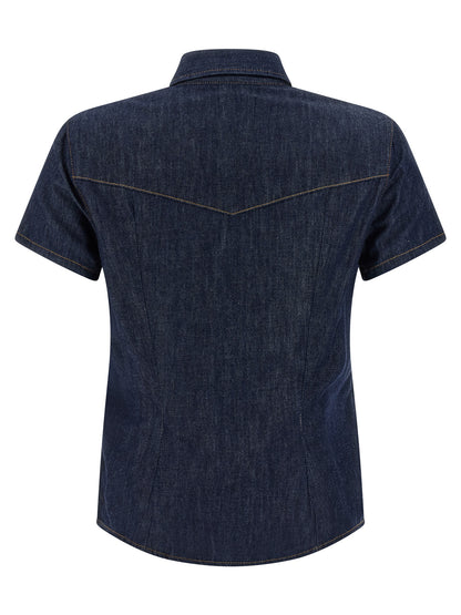 Khaite Blue Cotton Blouse