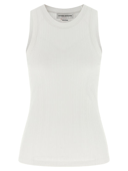 Victoria Beckham White Cotton Sleeveles T-Shirt