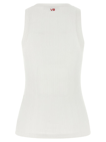 Victoria Beckham White Cotton Sleeveles T-Shirt