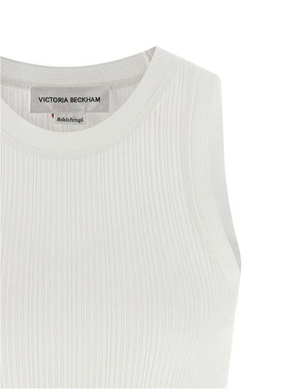 Victoria Beckham White Cotton Sleeveles T-Shirt