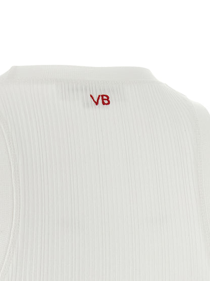 Victoria Beckham White Cotton Sleeveles T-Shirt