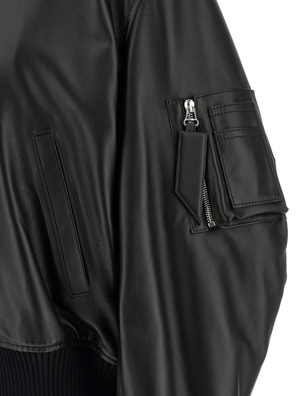 The Attico Black Lamb Leather Leather Jacket