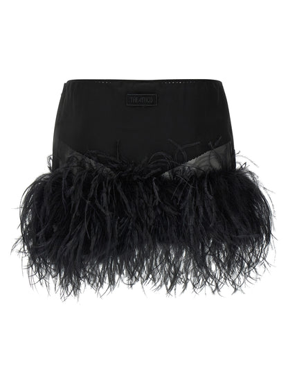 The Attico Black Polyester Long Skirt