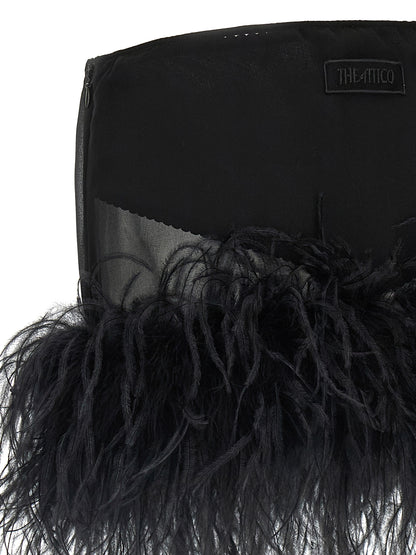 The Attico Black Polyester Long Skirt