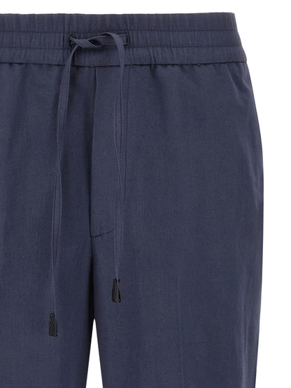 Brioni Blue Linen Casual Pants