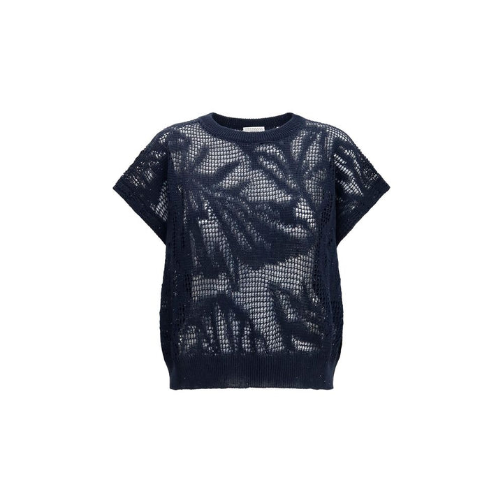 Brunello Cucinelli Blue Linen T-Shirt