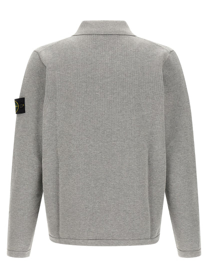 Stone Island Gray Cotton Polo Shirt