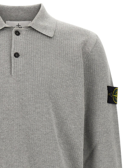 Stone Island Gray Cotton Polo Shirt
