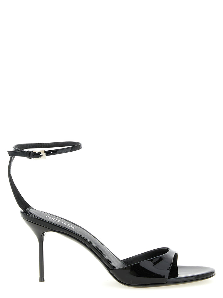 Paris Texas Black Calfskin Stiletto Heel Sandals
