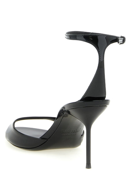 Paris Texas Black Calfskin Stiletto Heel Sandals
