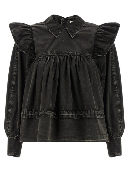 Ganni Black Organic Cotton Blouse