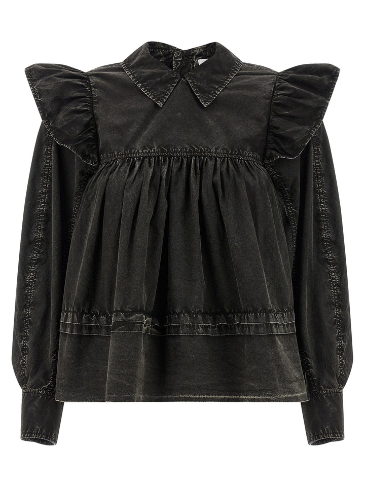 Ganni Black Organic Cotton Blouse