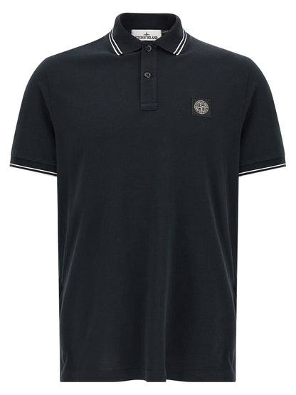 Stone Island Blue Cotton Polo Shirt