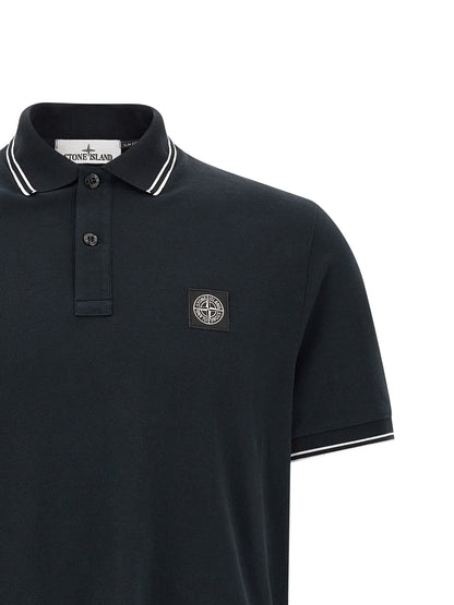 Stone Island Blue Cotton Polo Shirt