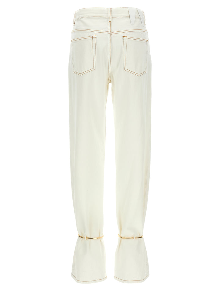 Darkpark White Cotton Straight-Leg Jeans