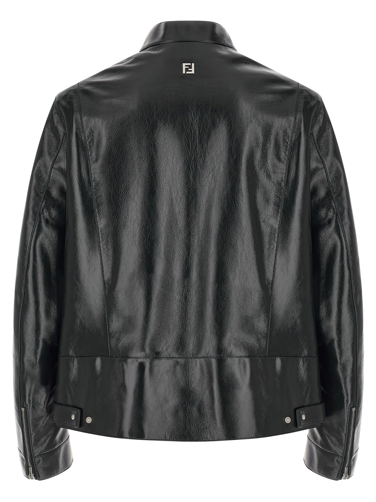 Fendi Blue Lamb Leather Leather Jacket
