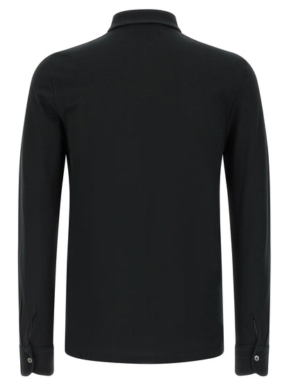 ZANONE Black Cotton Polo Shirt