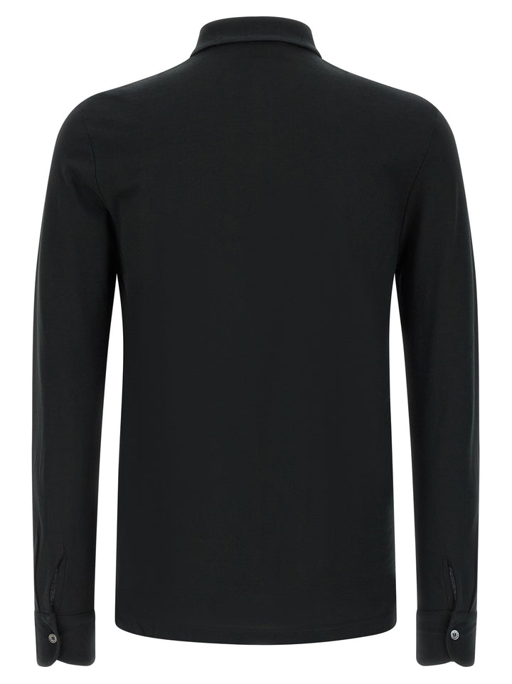 ZANONE Black Cotton Polo Shirt