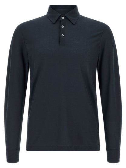 ZANONE Blue Cotton Polo Shirt